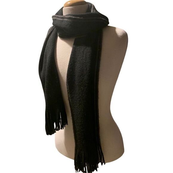 Nautica Black and Gray 100% Acrylic Scarf with Fringe 10X68” with 3” Fringe - Picture 2 of 4